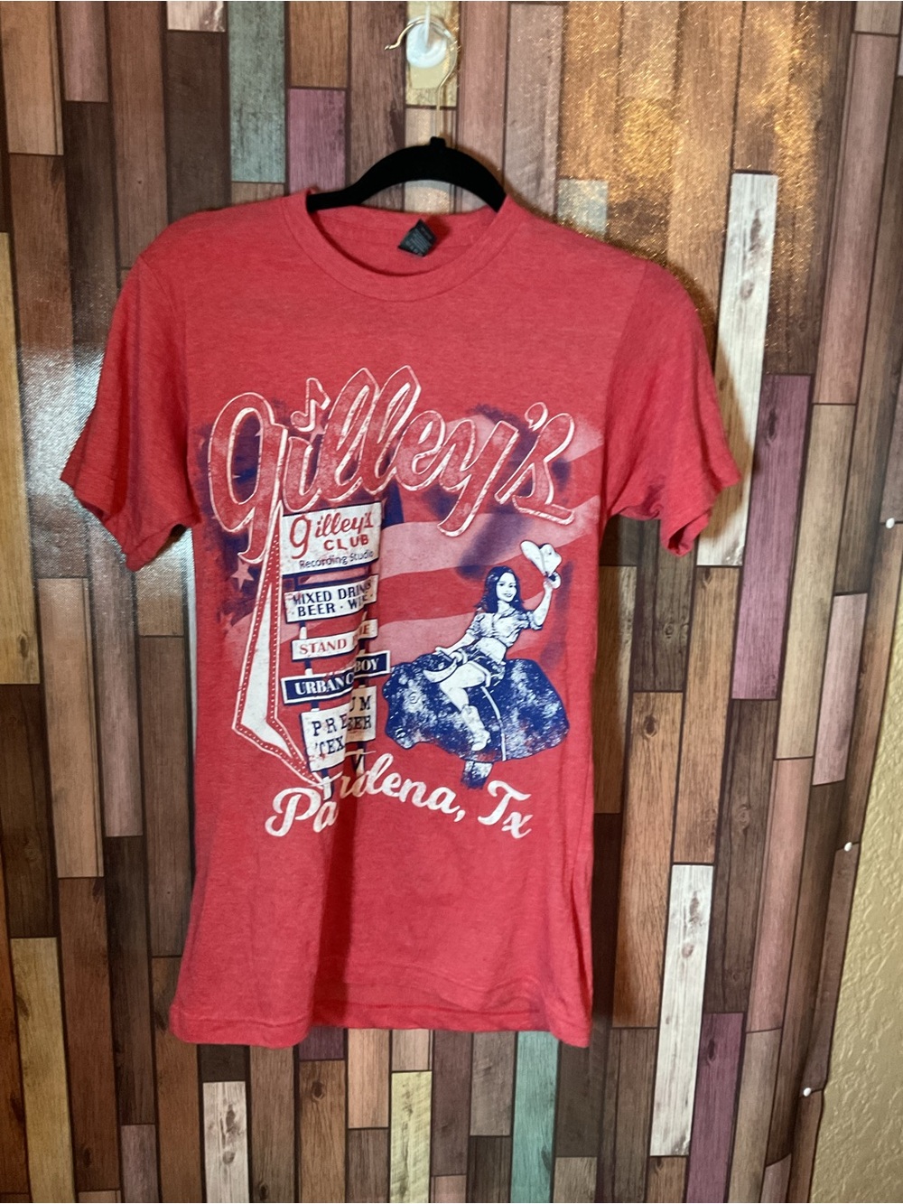Vintage Style Gilley’s T-Shirt Rodeo Girl On Bucking Bull Women’s Size Small